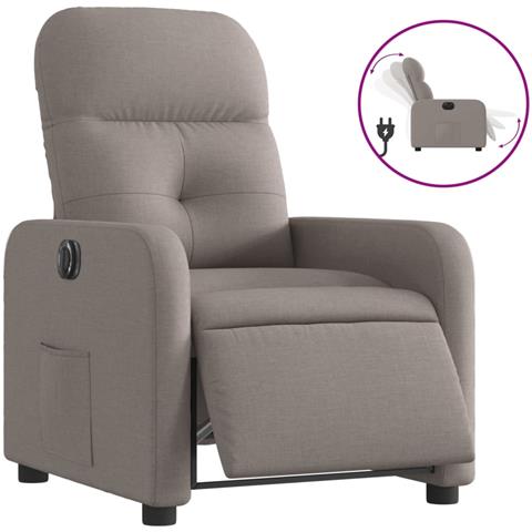 Poltrona Elettrica Reclinabile Tortora In Tessuto - Foto 1