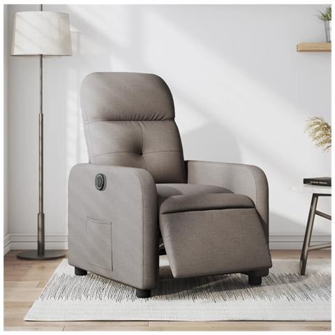 Poltrona Elettrica Reclinabile Tortora In Tessuto - Foto 8