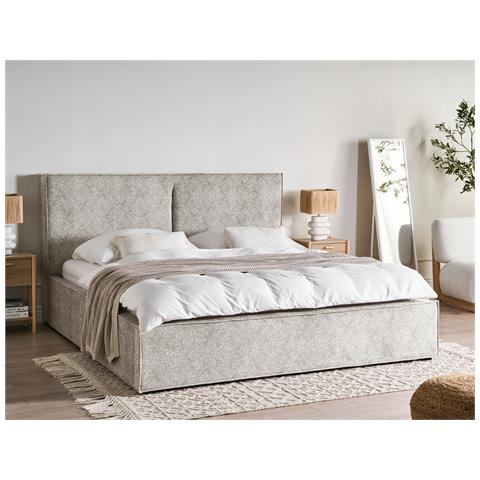 Letto Contenitore Velluto Elasticizzato Moissac 180 X 200 Cm Nero /bianco - Foto 1