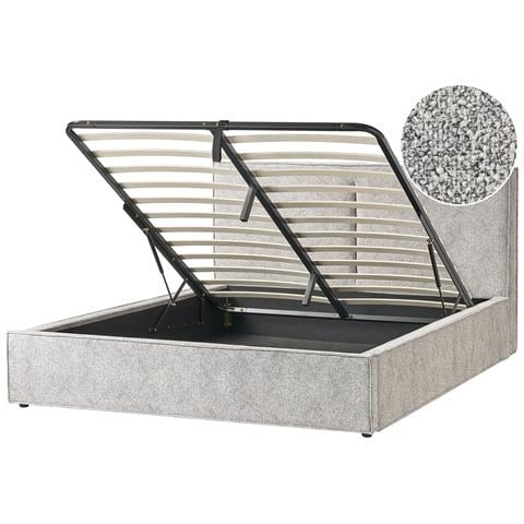 Letto Contenitore Velluto Elasticizzato Moissac 180 X 200 Cm Nero /bianco - Foto 2