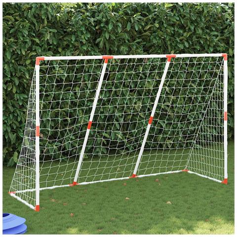 Porte Calcio Bambini con Palloni 2 in 1 Bianche 184x64x124 cm - Foto 2