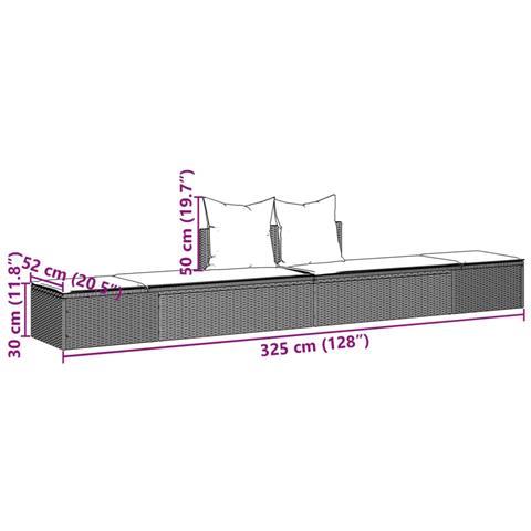 Lettino Prendisole con Cuscini Beige in Polyrattan - Foto 9