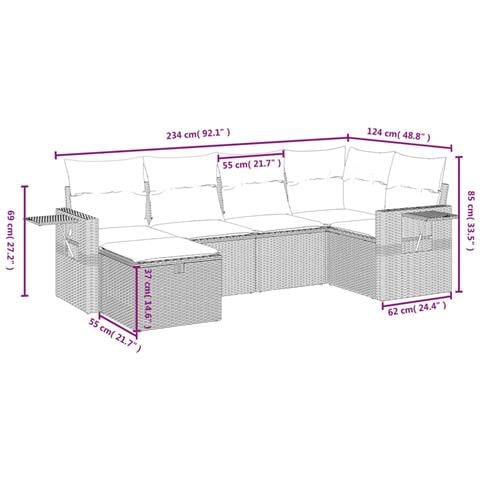 Set Divano da Giardino 6 pz con Cuscini Nero in Polyrattan - Foto 4