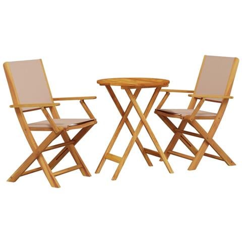 Set da Bistrot 3pz Tortora in Tessuto e Legno Massello - Foto 1