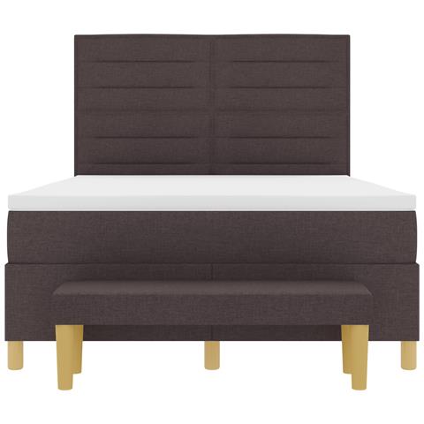 Letto Box Spring con Materasso e Panca Marrone Scuro 160x200 cm Tessuto - Foto 9
