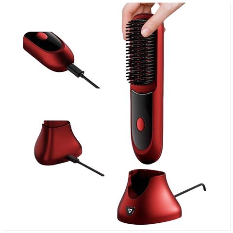 Spazzola Lisciante Portatile Ionica Lcd Senza Fili Per Uno Styling Senza Sforzo Red - Foto 1