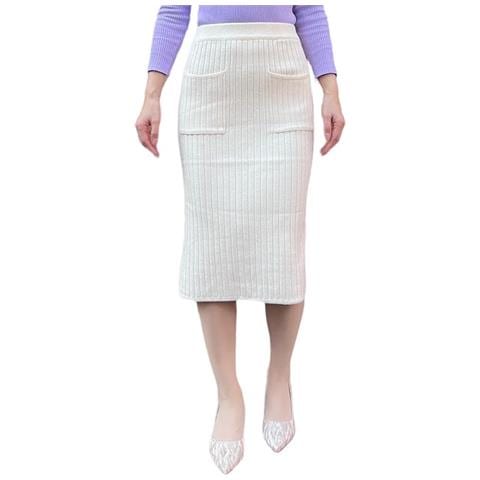 Gonna Elegante In Maglia, Taglia Eu 30-40 Xs-m, Beige - Foto 1
