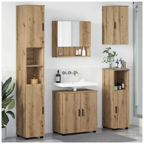 Set di mobili per il bagno con porta 5 pcs rovere artigianale - Foto 2