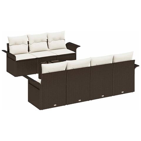 Set Divano da Giardino 8 pcs Marrone e Crema 55 x 55 x 37 cm - Foto 1
