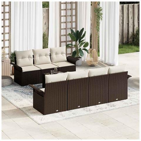 Set Divano da Giardino 8 pcs Marrone e Crema 55 x 55 x 37 cm - Foto 2