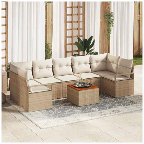 Set Divano da Giardino 8 pcs Beige e bianco - Foto 2