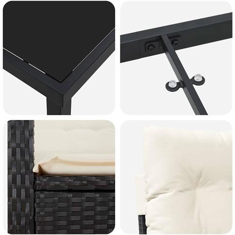 Set da Pranzo per Giardino 7 pcs Nero polyrattan - Foto 9