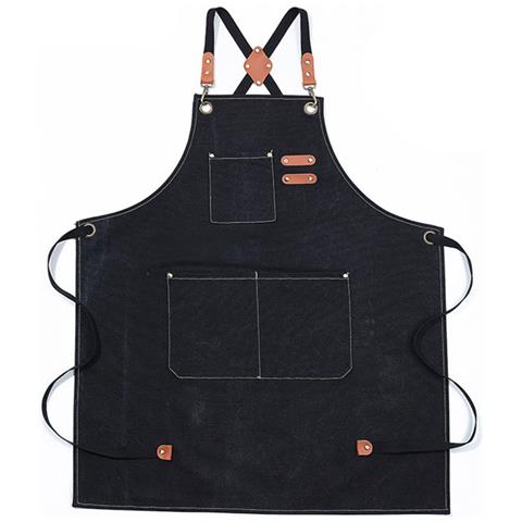 Grembiule In Tela Di Cotone Impermeabile E Oleorepellente Con Tasche - Ideale Per Cucina, Giardino E Lavoro Black - Foto 1