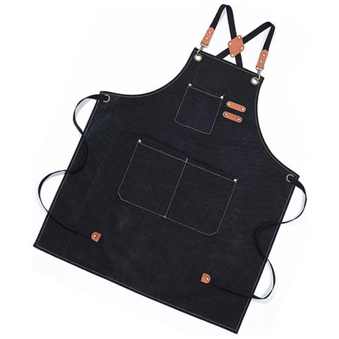 Grembiule In Tela Di Cotone Impermeabile E Oleorepellente Con Tasche - Ideale Per Cucina, Giardino E Lavoro Black - Foto 5