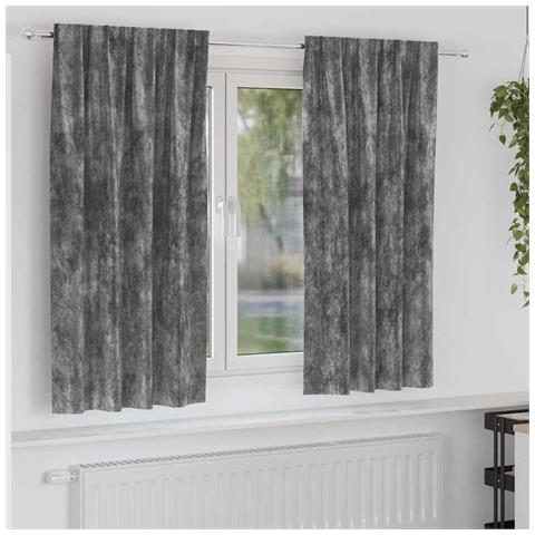 Tenda con tende 2 pcs Grigio 175 x 140 cm Velluto - Foto 2