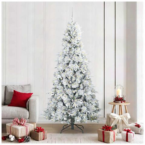 Albero di Natale Artificiale con Rami Pieghevoli Bianco 210 cm - Foto 2