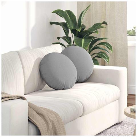 Cuscini per Seduta 2 pcs Grigio Nuvola Ø40 x 13 cm Tessuto - Foto 2
