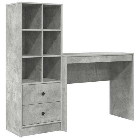 Scrivania con Spazio di Archiviazione 2 pcs Grigio cemento - Foto 1