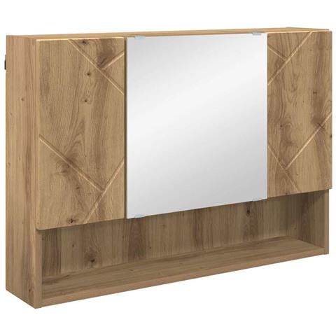 Mobiletto per specchio da bagno con porta rovere artigianale - Foto 1