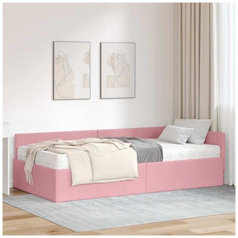 Struttura Letto Angolare con Materasso 2 pcs Grigio Velluto - Foto 2