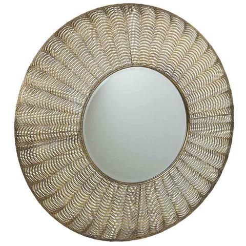 Specchio Da Parete In Metallo Dorato 80,5x5,5x80,5h - Foto 1