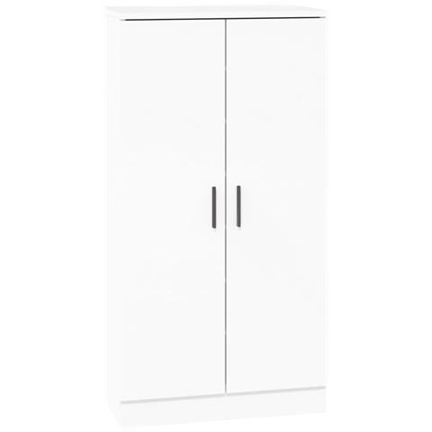 Scarpiera Bianco Lucido 55x35x108 cm in Legno Multistrato - Foto 1