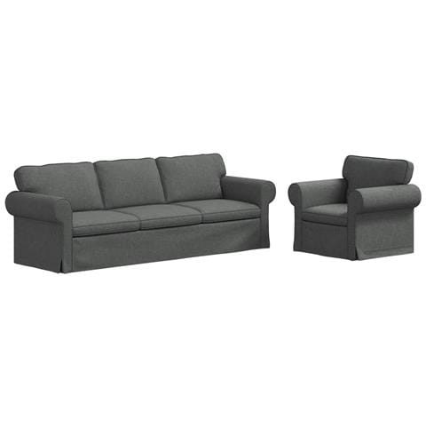 Divano 2 pcs Grigio scuro 245 x 82 x 80 cm Tessuto - Foto 1