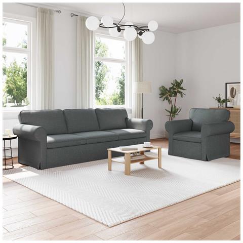 Divano 2 pcs Grigio scuro 245 x 82 x 80 cm Tessuto - Foto 2