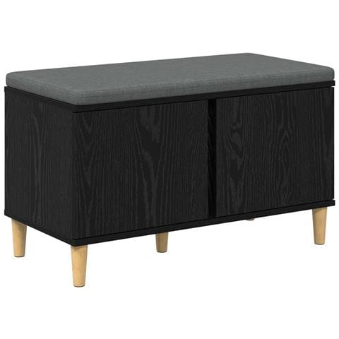 Panca per ingresso con cuscino Rovere Nero 80 x 38 x 46 cm - Foto 1