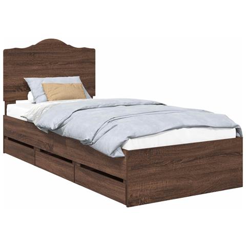 Struttura del letto con cassetto Rovere Marrone 90 x 200 cm - Foto 1