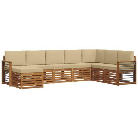Set divani 8 pcs Naturale e Beige Legno di Acacia Massello - Foto 1