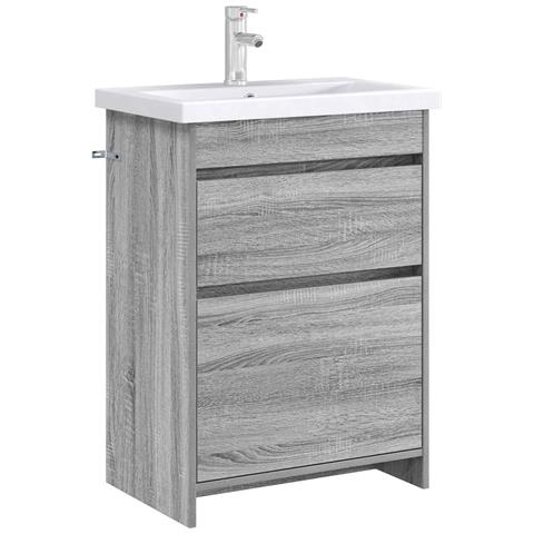 Mobiletto da Bagno Sotto Lavabo Sonoma grigio 56 x 37,5 x 81 cm - Foto 2