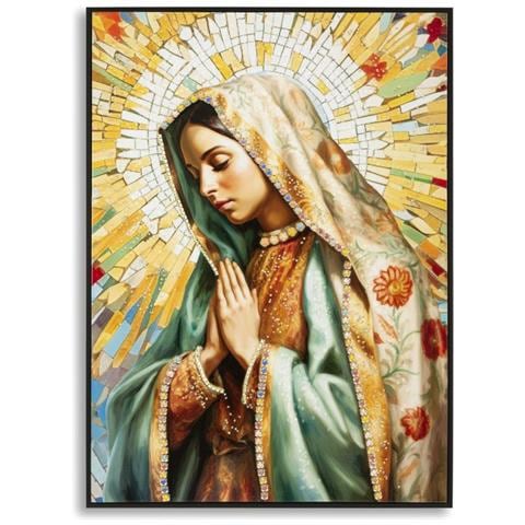 Dipinto Su Tela Madonna A Soggetto Sacro Con Cornice, 72x102 Cm - Foto 1