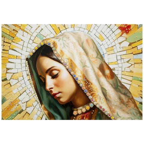 Dipinto Su Tela Madonna A Soggetto Sacro Con Cornice, 72x102 Cm - Foto 2