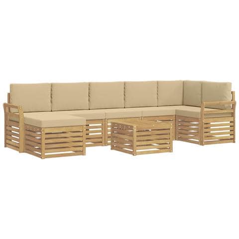 Set di divani da esterno 8 pcs Bianco e Beige 59 x 59 x 37 cm - Foto 1