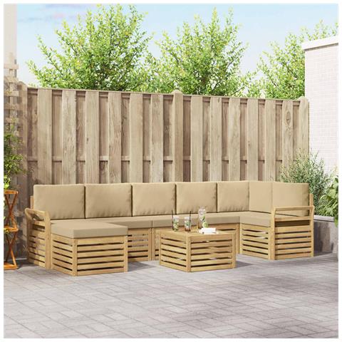 Set di divani da esterno 8 pcs Bianco e Beige 59 x 59 x 37 cm - Foto 2