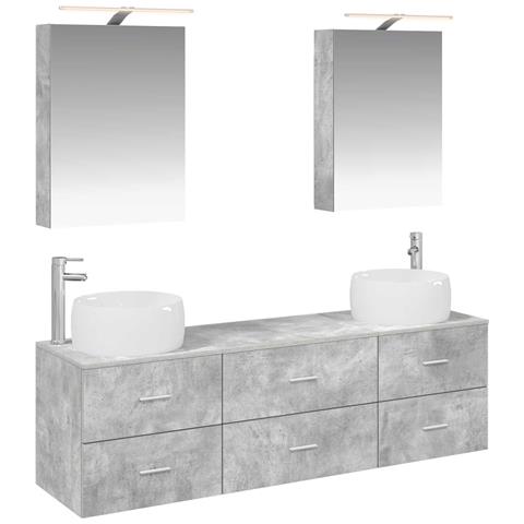 Set di mobili per il bagno 5 pcs Grigio Cemento - Foto 1