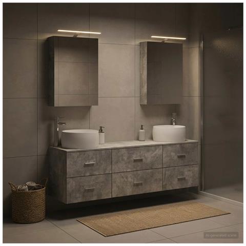 Set di mobili per il bagno 5 pcs Grigio Cemento - Foto 2