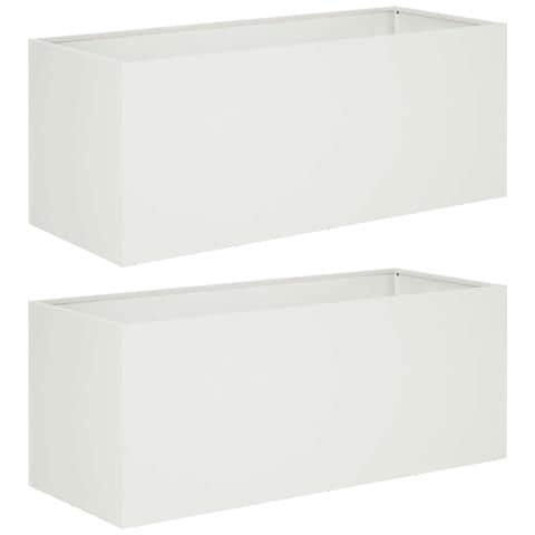 Vaso da giardino 2 pz Bianco 100 x 40 x 40 cm - Foto 1