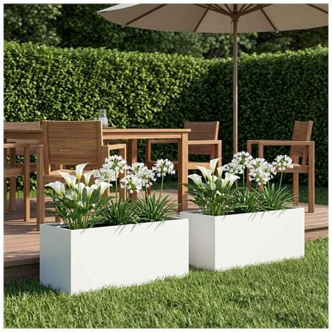 Vaso da giardino 2 pz Bianco 100 x 40 x 40 cm - Foto 2