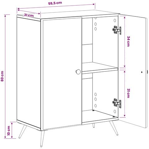 Mobiletto da Bagno BREDA Bianco Lucido 59,5 x 31 x 80 cm - Foto 9