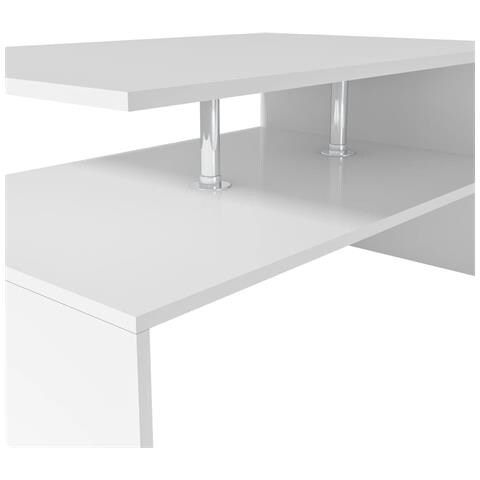 Tavolino da Salotto in Legno Multistrato 90x59x42 cm Bianco - Foto 2