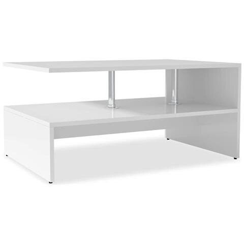 Tavolino da Salotto in Legno Multistrato 90x59x42 cm Bianco - Foto 1