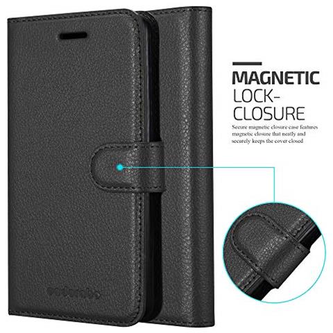 Custodia Compatibile Con Huawei Nova 5 / 5 Pro In Nero Carbone - Coperchio Protettiva Con Chiusura Magnetica, Funzione Stand E Tasca Per Le Carte - Foto 2