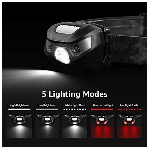 Le Corpo Torcia Ricaricabile Leggera Lampada Frontale Con Red Spie 5 Modalit Di Illuminazione Impermeabile Vestito Per Bicicletta Da Corsa Descursione Di Campeggio Pesca E Molto Altro Cavo Usb Incluso - Foto 2