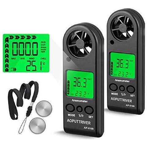 Speed Meter Digital Vento Dellanemometro Tenuto In Mano Per La Misurazione Della Velocit Del Vento Temperatura E Max Media Corrente Alta Precisione Di Misurazione Per Windsurf Vela Pesca Attivit-ap-816b (nero) - Foto 1