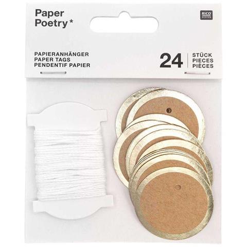 24 Etichette Appese Rotonde In Carta Kraft - Foto 1