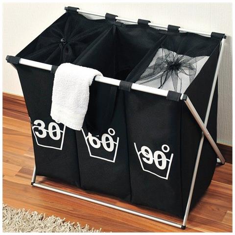 Cestino Per Il Lavaggio Con Scomparti In Grigio, Contenitore Pieghevole Di Materiale Per Il Bagno - Foto 3