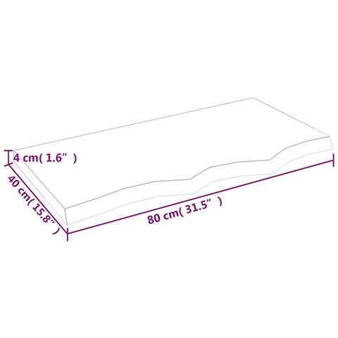 Piano Bagno Marrone 80x40x (2-4) cm Legno Massello Trattato - Foto 7