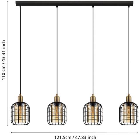 Lampadario Moderno Chisle 4 Luci Acciaio Nero - Foto 3